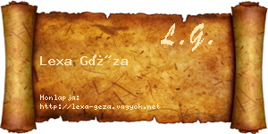 Lexa Géza névjegykártya